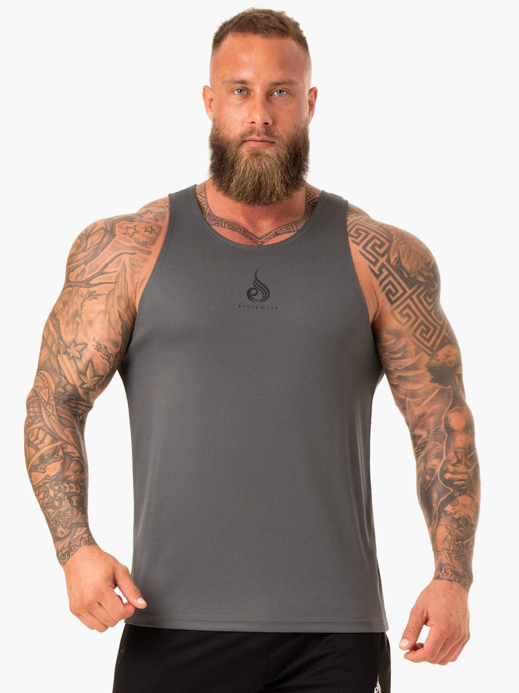 Tank Top Ryderwear Heighten Mesh Regular Hombre Grises | PWRTE2895