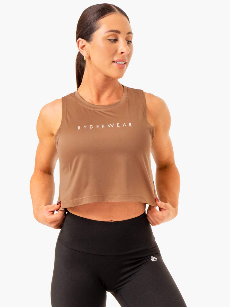Tank Top Ryderwear Híbrido Muscle Mujer Beige | RLSPQ1398