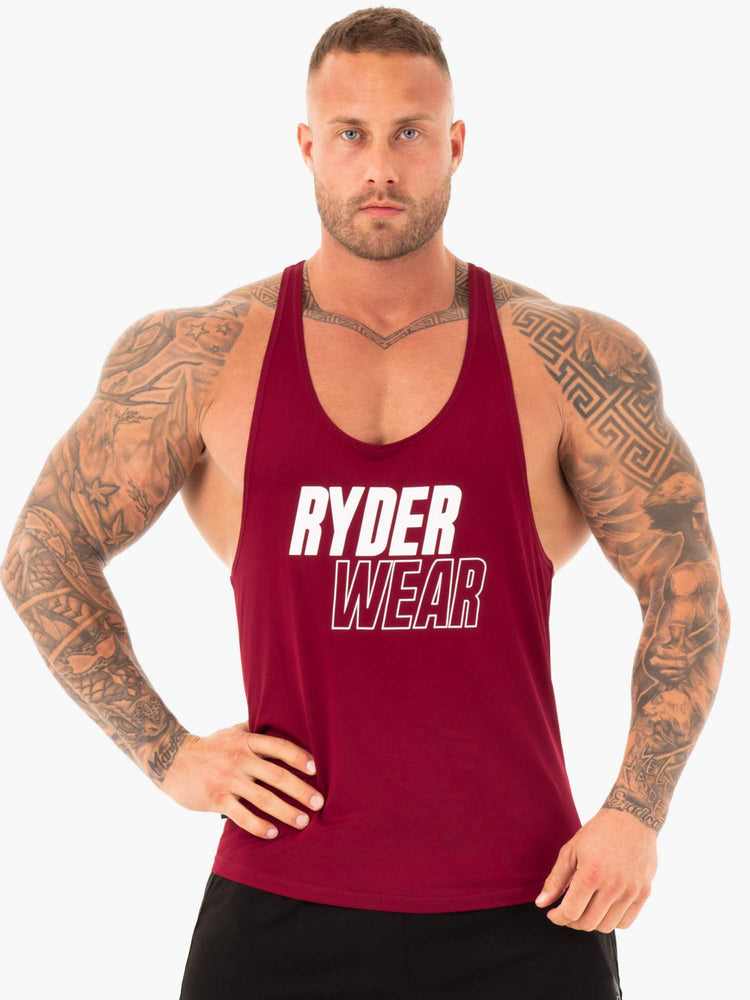 Tank Top Ryderwear Lift T-Back Stringer Hombre Vino | RAOVF5469