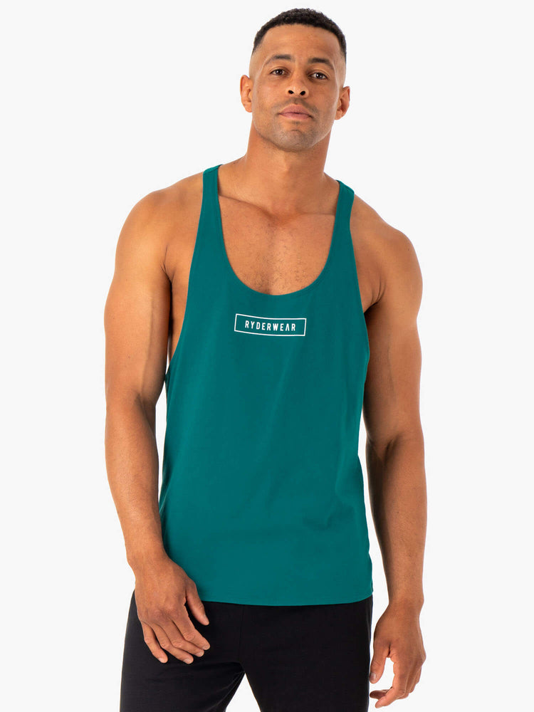 Tank Top Ryderwear Recharge Stringer T-Back Hombre Turquesa | QNZBW3487