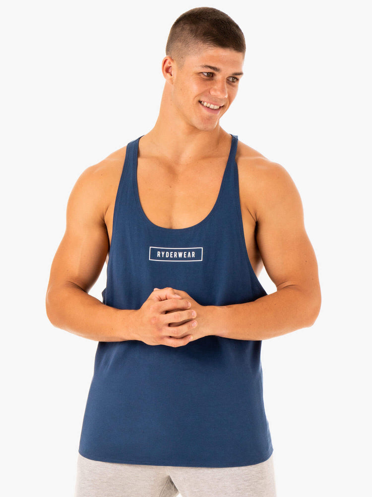 Tank Top Ryderwear Recharge Stringer T-Back Hombre Azules | UNFBQ2049