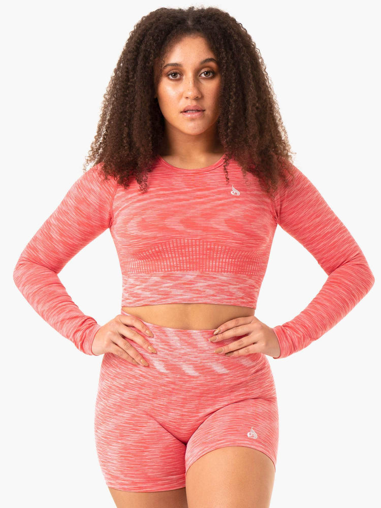 Tops Ryderwear Evolve Seamless Long Sleeve Mujer Coral | CSQLE4830