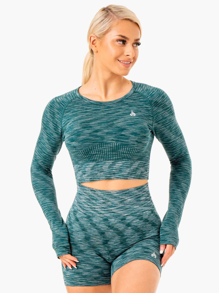 Tops Ryderwear Evolve Seamless Long Sleeve Mujer Turquesa | PMSWO2635