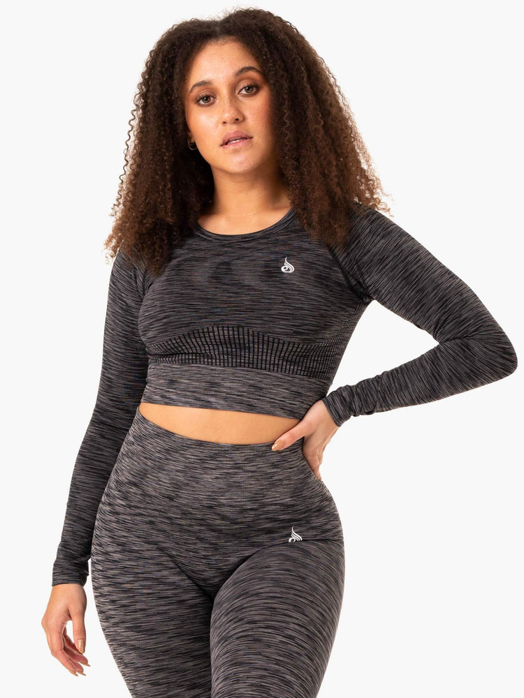 Tops Ryderwear Evolve Seamless Long Sleeve Mujer Negros | XUGSD3857
