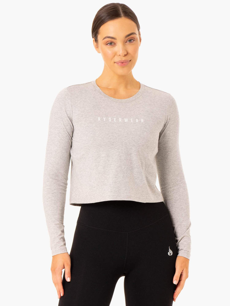 Tops Ryderwear Foundation Long Sleeve Mujer Grises | UCDSH0927