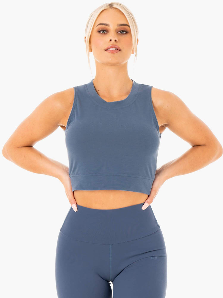 Tops Ryderwear Motion Crop Mujer Azules | BWKTQ7084