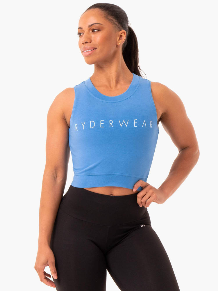 Tops Ryderwear Motion Crop Mujer Azules | NAOSI5987