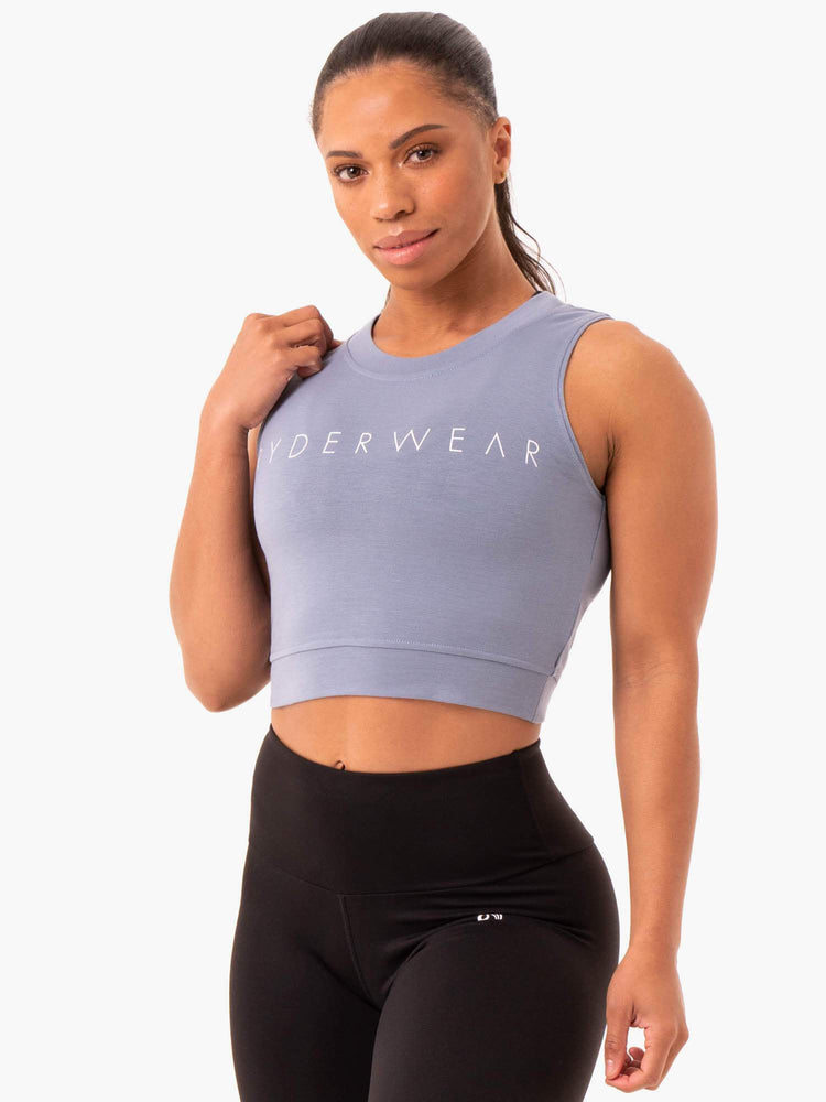 Tops Ryderwear Motion Crop Mujer Grises | HIFBX0912