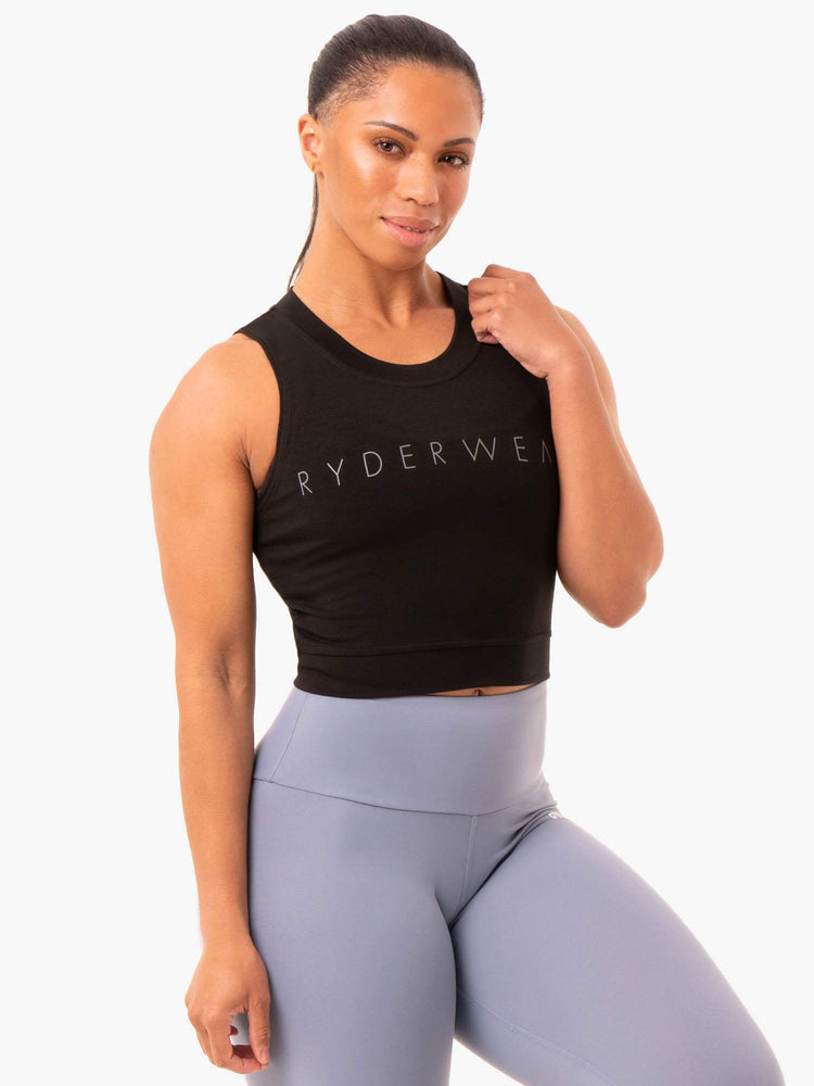 Tops Ryderwear Motion Crop Mujer Negros | TKSCF2946