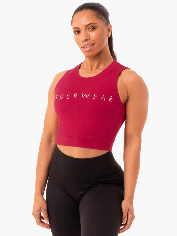 Tops Ryderwear Motion Crop Mujer Rojos | QWYTA8641