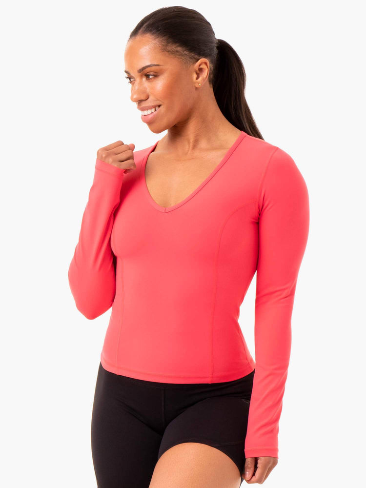 Tops Ryderwear Nkd Align Long Sleeve Entrenamiento Mujer Rojos | XSZUH1304