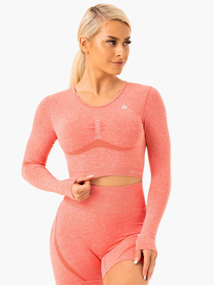 Tops Ryderwear Sculpt Seamless Long Sleeve Mujer Coral | JXCLF8943