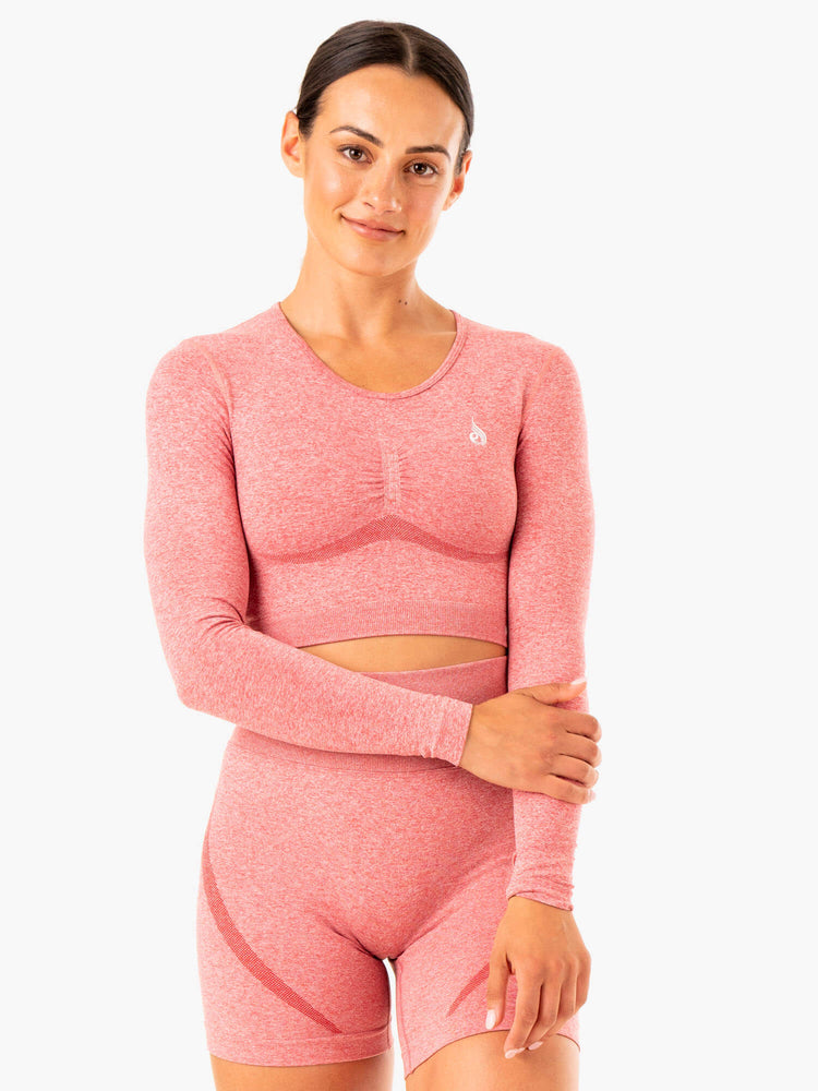 Tops Ryderwear Sculpt Seamless Long Sleeve Mujer Rosas | KGQNX6072